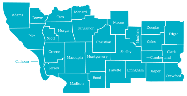 County map of Diocese of Springfield