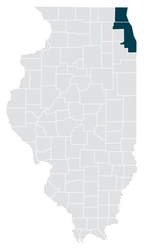 State map of Archdiocese of Chicago