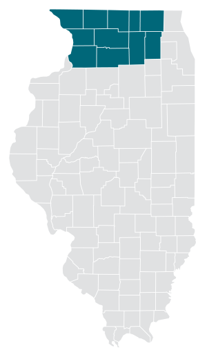 State map of Diocese of Rockford