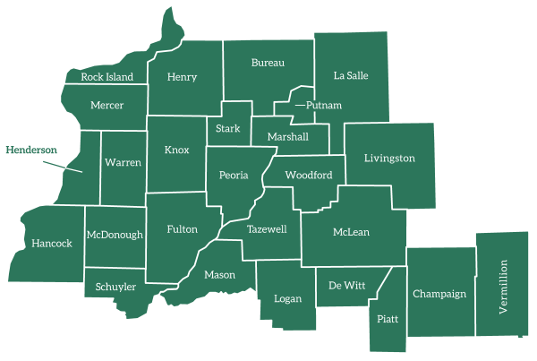 County map of Diocese of Peoria