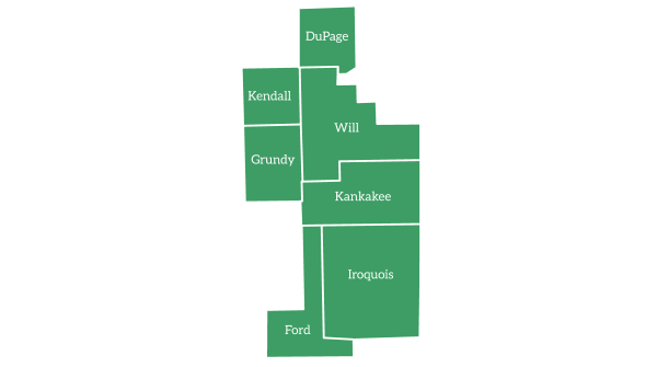 County map of Diocese of Joliet